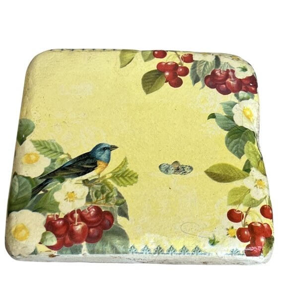 Terri Conrad Vintage Rock Art Set Rustic Metal Stand Butter Yellow Red Artsy - Picture 5 of 16